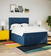 Boxspringbett mit Matratze Blau 140x200 cm Stoff