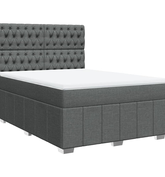 Boxspringbett mit Matratze Dunkelgrau 160x200 cm Stoff