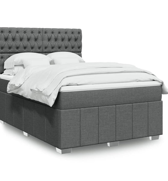 Boxspringbett mit Matratze Dunkelgrau 160x200 cm Stoff