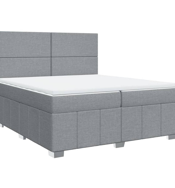 Boxspringbett mit Matratze Hellgrau 200x200 cm Stoff