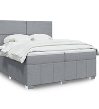 Boxspringbett mit Matratze Hellgrau 200x200 cm Stoff