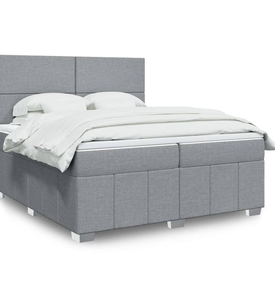 Boxspringbett mit Matratze Hellgrau 200x200 cm Stoff