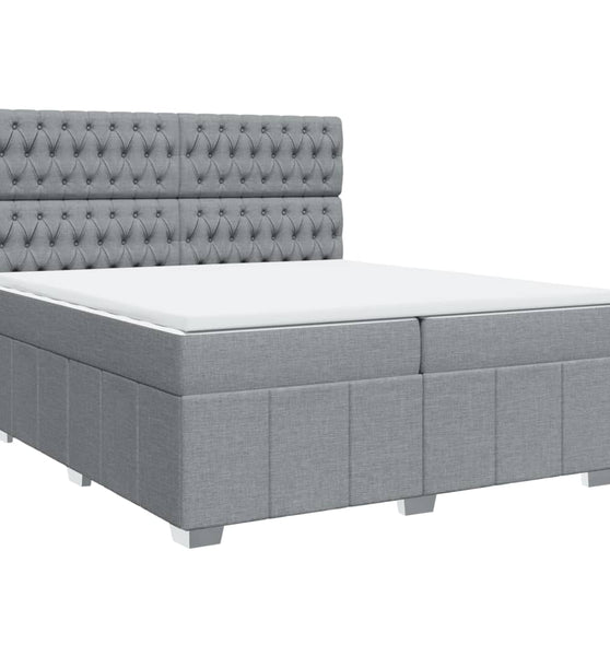 Boxspringbett mit Matratze Hellgrau 200x200 cm Stoff