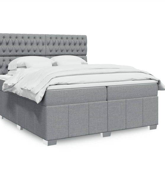 Boxspringbett mit Matratze Hellgrau 200x200 cm Stoff