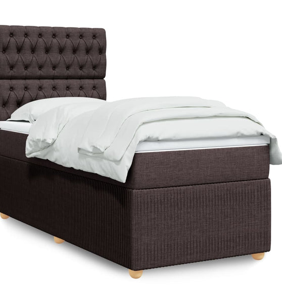 Boxspringbett mit Matratze Dunkelbraun 80x200 cm Stoff