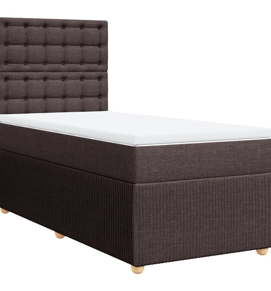 Boxspringbett mit Matratze Dunkelbraun 80x200 cm Stoff