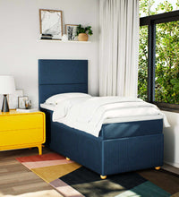 Boxspringbett mit Matratze Blau 90x190 cm Stoff
