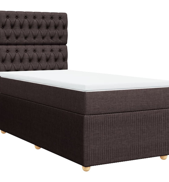 Boxspringbett mit Matratze Dunkelbraun 90x190 cm Stoff