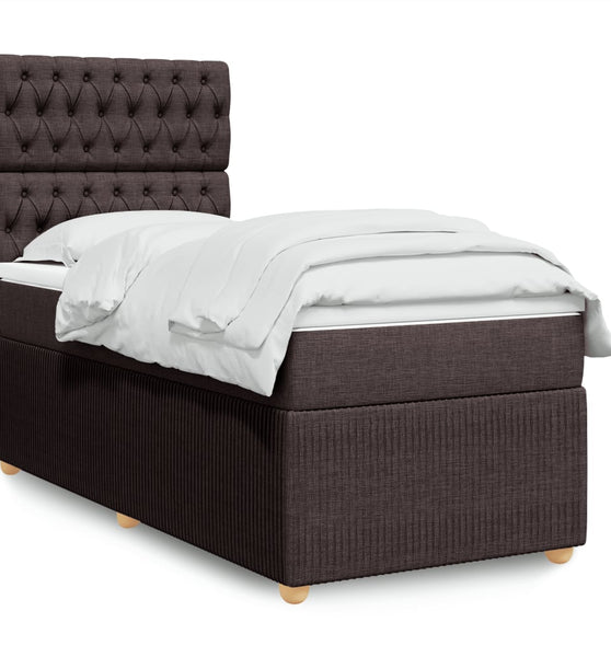 Boxspringbett mit Matratze Dunkelbraun 90x190 cm Stoff