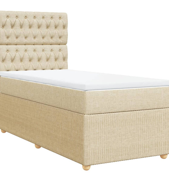 Boxspringbett mit Matratze Creme 90x190 cm Stoff