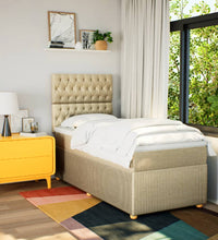 Boxspringbett mit Matratze Creme 90x190 cm Stoff