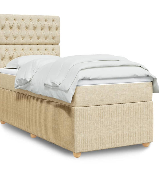 Boxspringbett mit Matratze Creme 90x190 cm Stoff