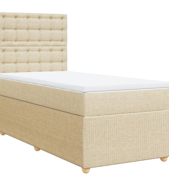 Boxspringbett mit Matratze Creme 90x190 cm Stoff