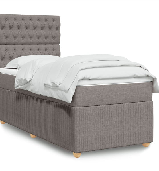 Boxspringbett mit Matratze Taupe 90x200 cm Stoff