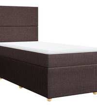 Boxspringbett mit Matratze Dunkelbraun 100x200 cm Stoff