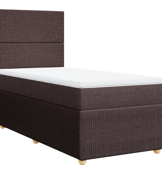 Boxspringbett mit Matratze Dunkelbraun 100x200 cm Stoff