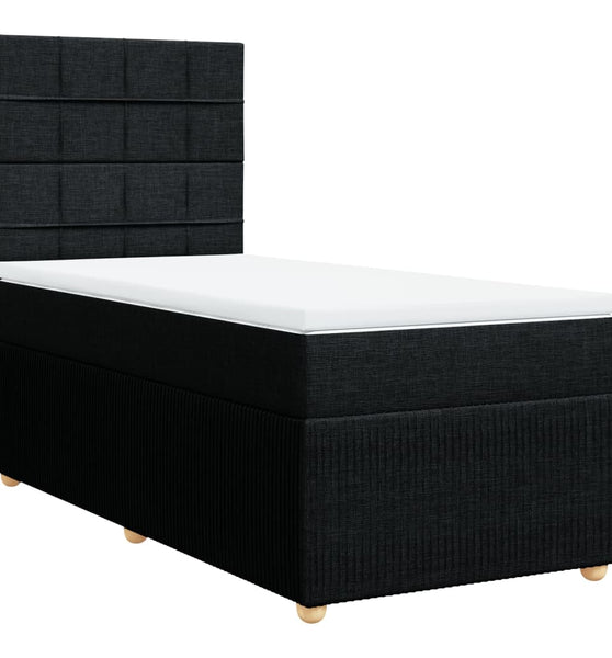 Boxspringbett mit Matratze Schwarz 100x200 cm Stoff
