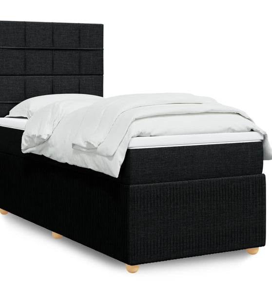 Boxspringbett mit Matratze Schwarz 100x200 cm Stoff