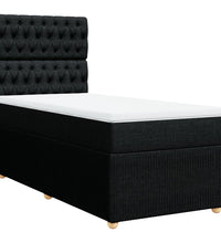 Boxspringbett mit Matratze Schwarz 100x200 cm Stoff