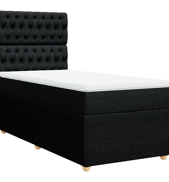 Boxspringbett mit Matratze Schwarz 100x200 cm Stoff