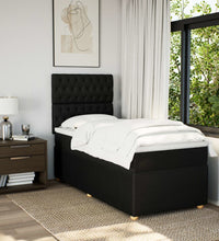 Boxspringbett mit Matratze Schwarz 100x200 cm Stoff