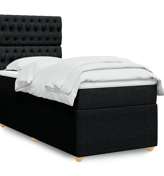 Boxspringbett mit Matratze Schwarz 100x200 cm Stoff