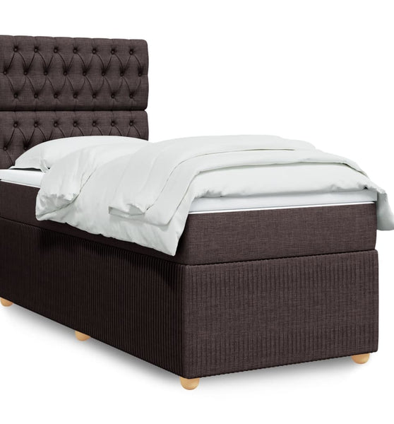 Boxspringbett mit Matratze Dunkelbraun 100x200 cm Stoff