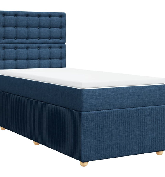 Boxspringbett mit Matratze Blau 100x200 cm Stoff