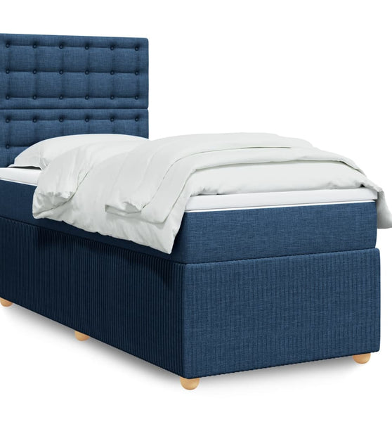 Boxspringbett mit Matratze Blau 100x200 cm Stoff