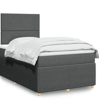 Boxspringbett mit Matratze Dunkelgrau 120x190 cm Stoff