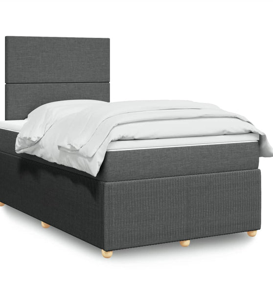 Boxspringbett mit Matratze Dunkelgrau 120x190 cm Stoff