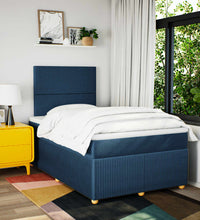 Boxspringbett mit Matratze Blau 120x190 cm Stoff