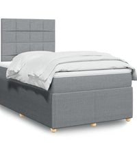 Boxspringbett mit Matratze Hellgrau 120x190 cm Stoff