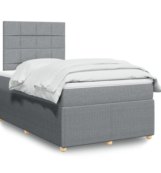 Boxspringbett mit Matratze Hellgrau 120x190 cm Stoff