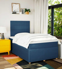 Boxspringbett mit Matratze Blau 120x190 cm Stoff