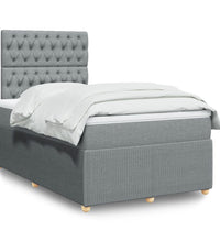 Boxspringbett mit Matratze Hellgrau 120x190 cm Stoff