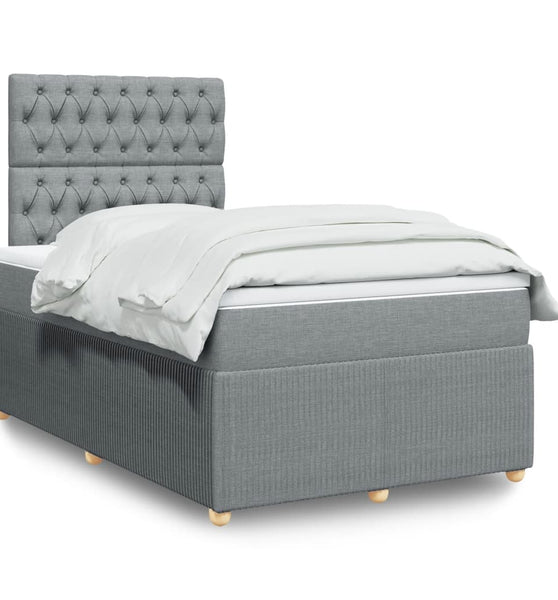 Boxspringbett mit Matratze Hellgrau 120x190 cm Stoff