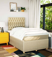 Boxspringbett mit Matratze Creme 120x190 cm Stoff