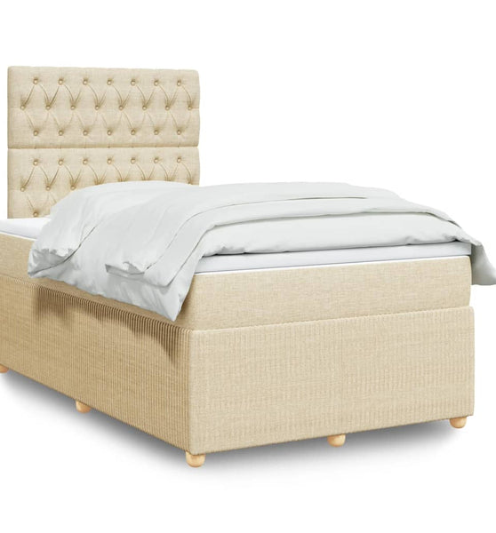 Boxspringbett mit Matratze Creme 120x190 cm Stoff