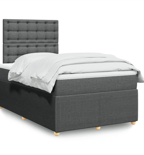 Boxspringbett mit Matratze Dunkelgrau 120x190 cm Stoff