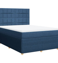 Boxspringbett mit Matratze Blau 140x200 cm Stoff