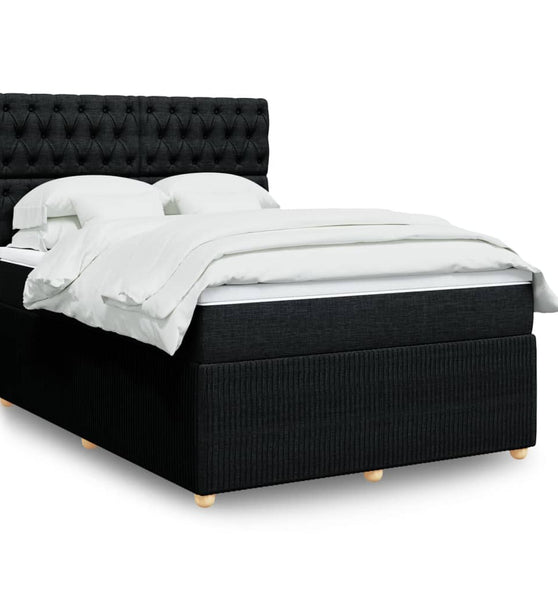 Boxspringbett mit Matratze Schwarz 140x200 cm Stoff