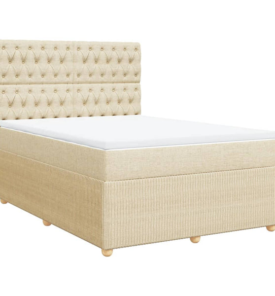 Boxspringbett mit Matratze Creme 140x200 cm Stoff