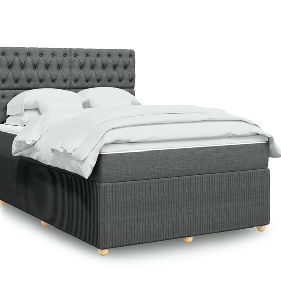 Boxspringbett mit Matratze Dunkelgrau 160x200 cm Stoff