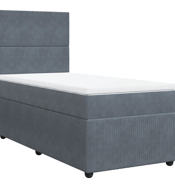 Boxspringbett mit Matratze Dunkelgrau 80x200 cm Samt