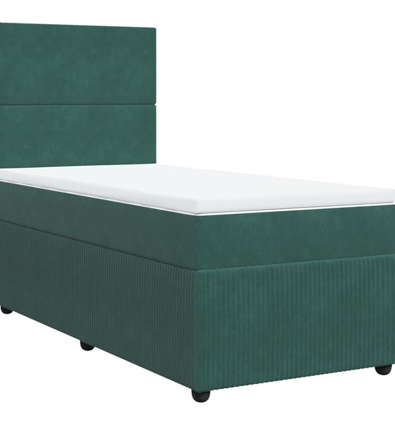 Boxspringbett mit Matratze Dunkelgrün 80x200 cm Samt