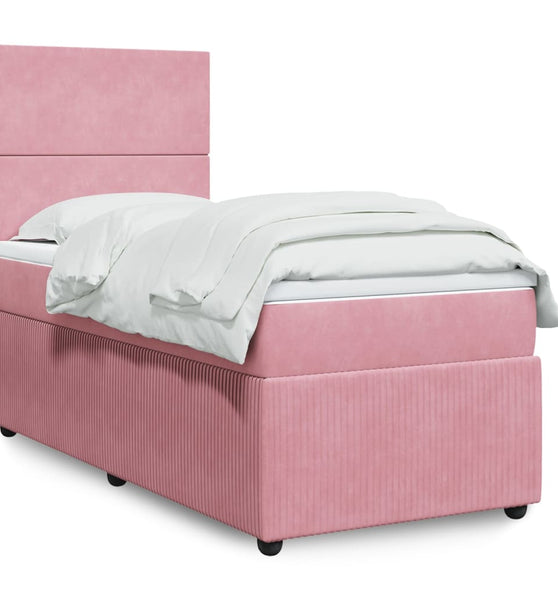 Boxspringbett mit Matratze Rosa 80x200 cm Samt