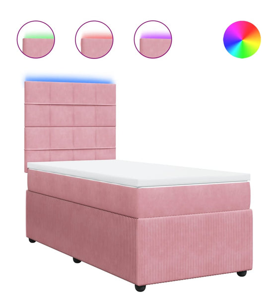 Boxspringbett mit Matratze Rosa 80x200 cm Samt