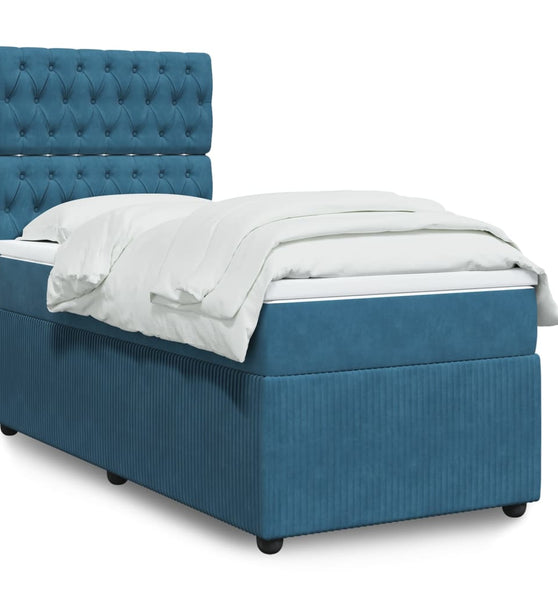 Boxspringbett mit Matratze Dunkelblau 80x200 cm Samt