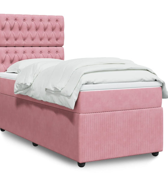 Boxspringbett mit Matratze Rosa 80x200 cm Samt